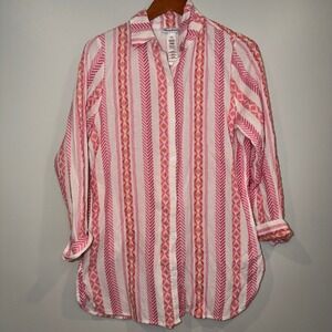 Tommy Bahamas Womens Button Down Shirt Boyfriend Beach Stripes Summer Swim Sea